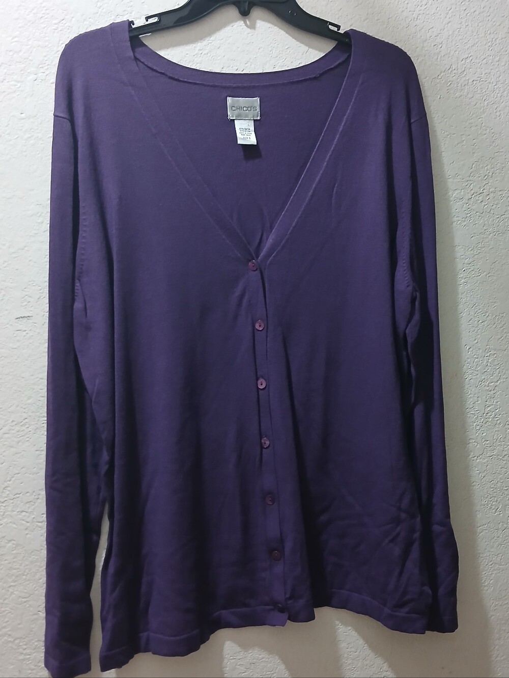 Chico's aize 3 chicos Purple Button-Front V-Neck Cardigan